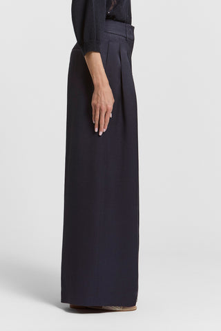 Linen and viscose twill trousers