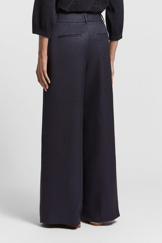 Linen and viscose twill trousers