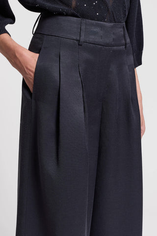 Linen and viscose twill trousers