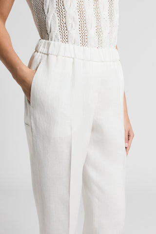 Pure linen gabardine trousers