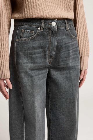 Rigid cotton twill jeans
