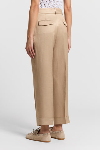Linen and viscose twill trousers