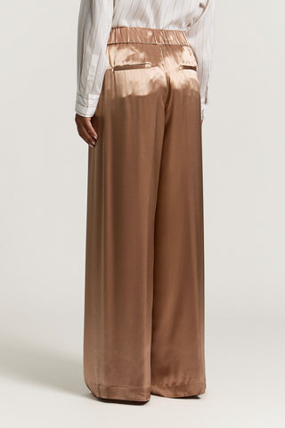 Shiny viscose satin palazzo trousers
