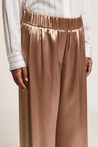 Shiny viscose satin palazzo trousers