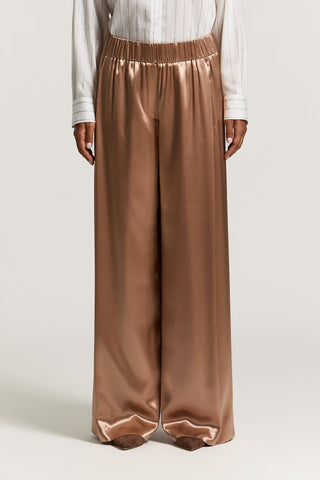 Shiny viscose satin palazzo trousers