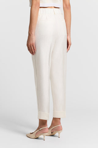 Cotton and viscose jacquard trousers