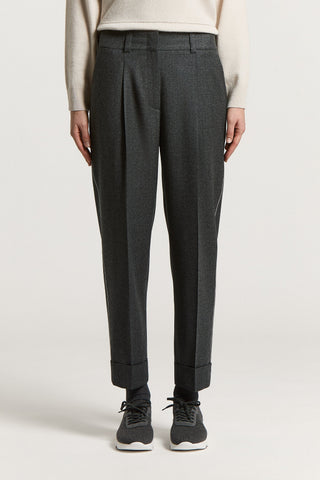 Pantalon en flanelle de laine Lurex