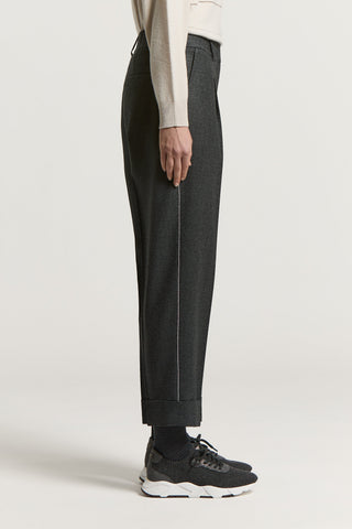 Pantalon en flanelle de laine Lurex