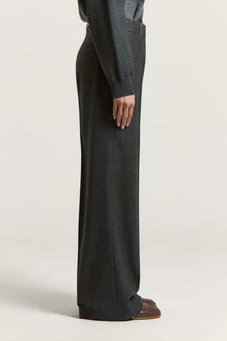 Pantalon palazzo en flanelle et laine Lurex
