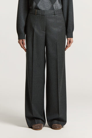 Pantalon palazzo en flanelle et laine Lurex