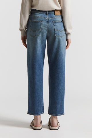 Washed stretch cotton jeans