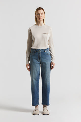 Washed stretch cotton jeans