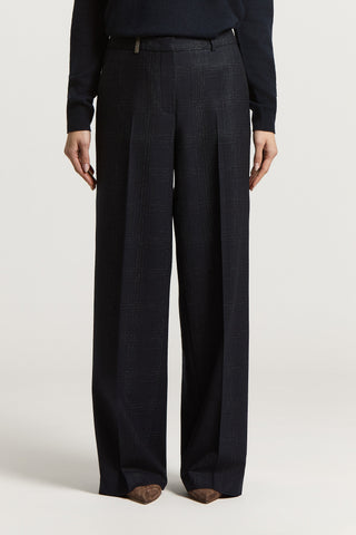 Lurex and wool flannel trousers