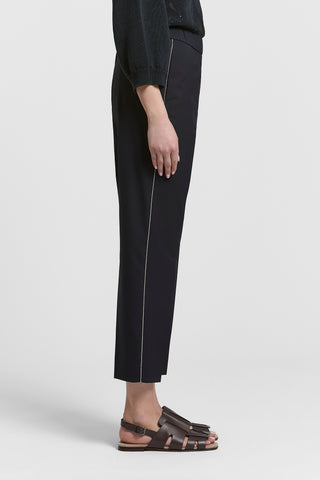 Pantalon cigarette en toile technique de viscose mélangée