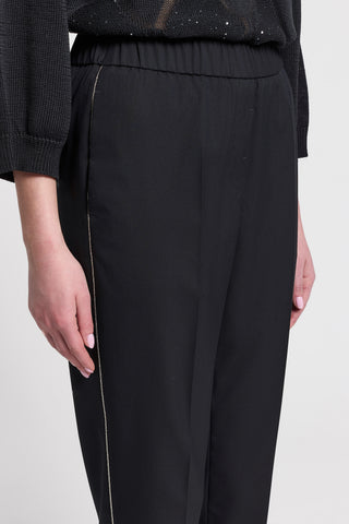 Pantalon cigarette en toile technique de viscose mélangée
