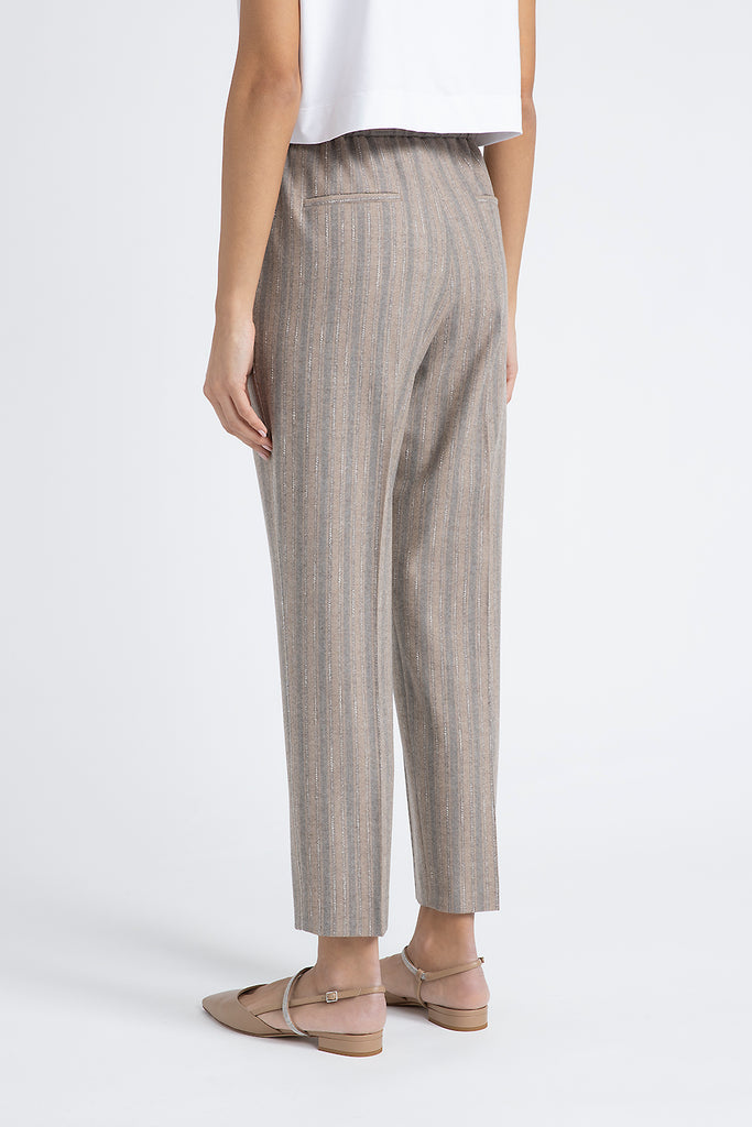 Stretch wool flannel trousers with elastic band  