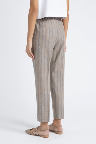 Stretch wool flannel trousers with elastic band  