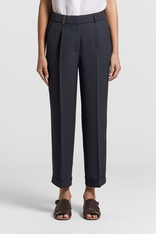 Viscose cady trousers with darts