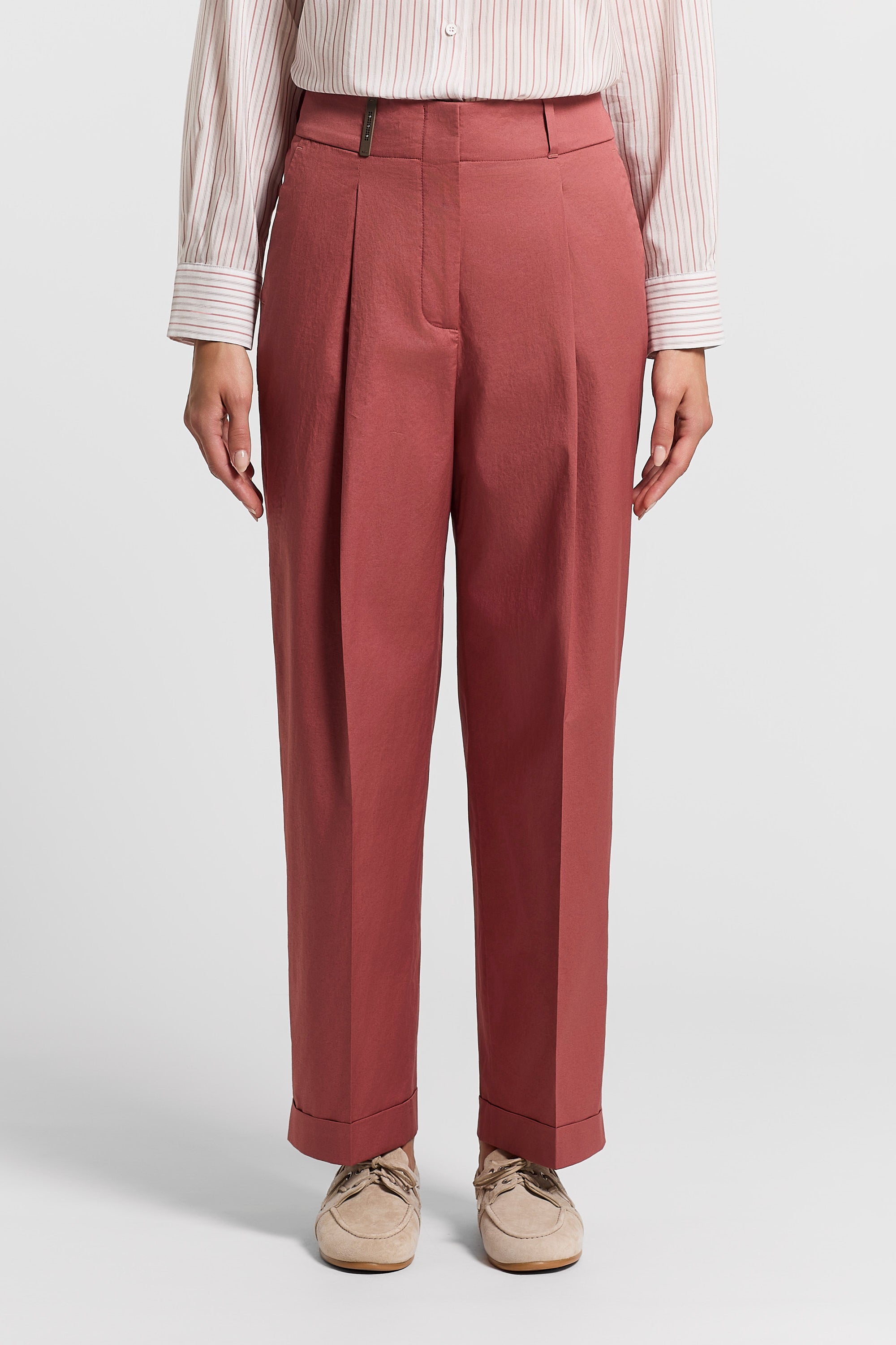 Stretch cotton sateen trousers | Peserico