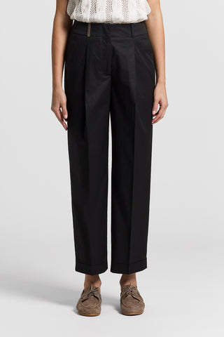 Stretch cotton sateen trousers