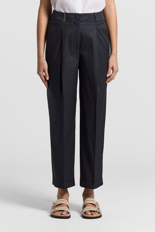 Stretch cotton sateen trousers