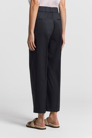 Stretch cotton sateen trousers