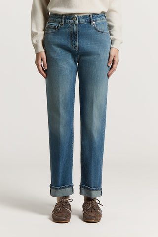 Jean denim bleu ciel en sergé de coton
