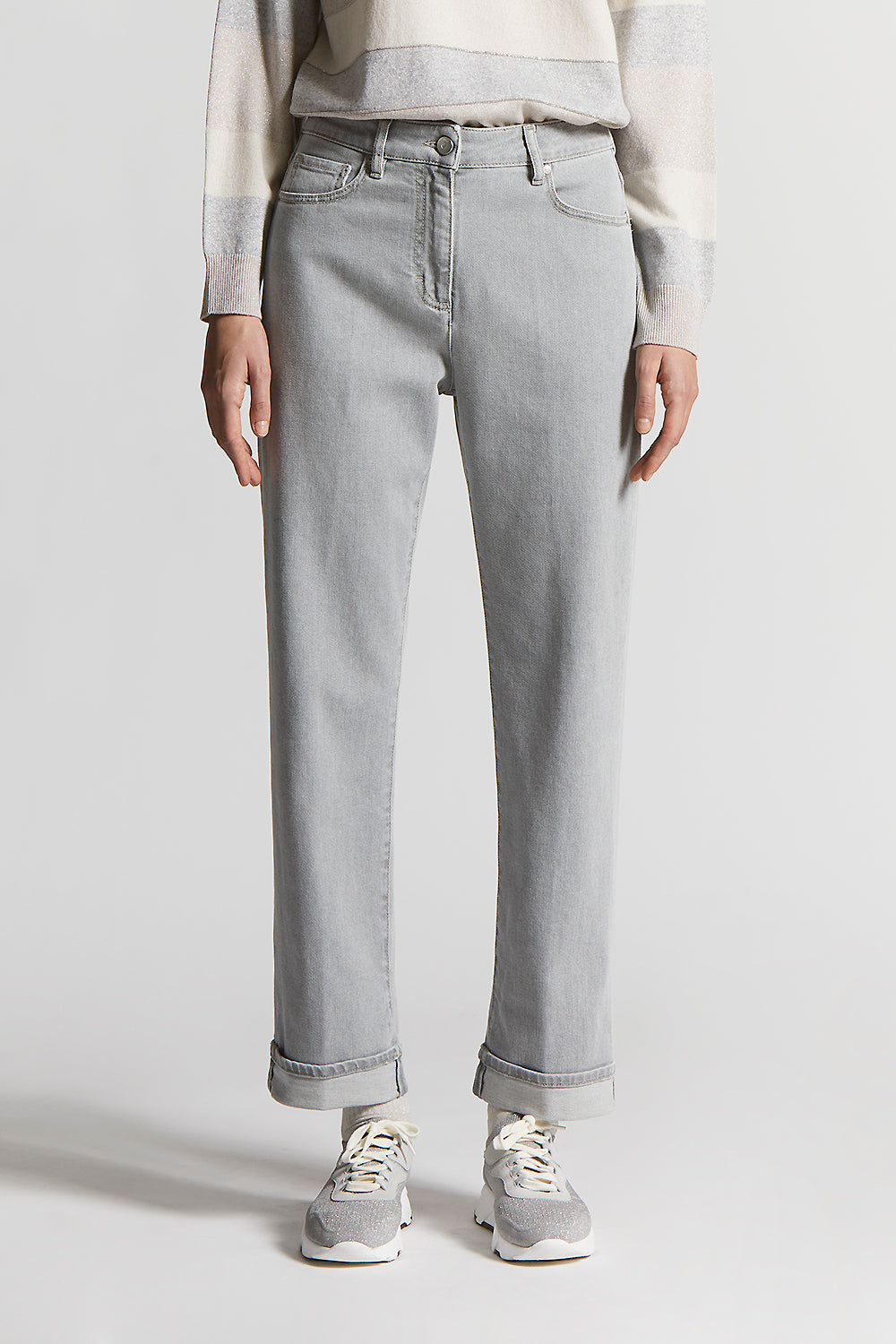 Grey stretch cotton jeans | Peserico