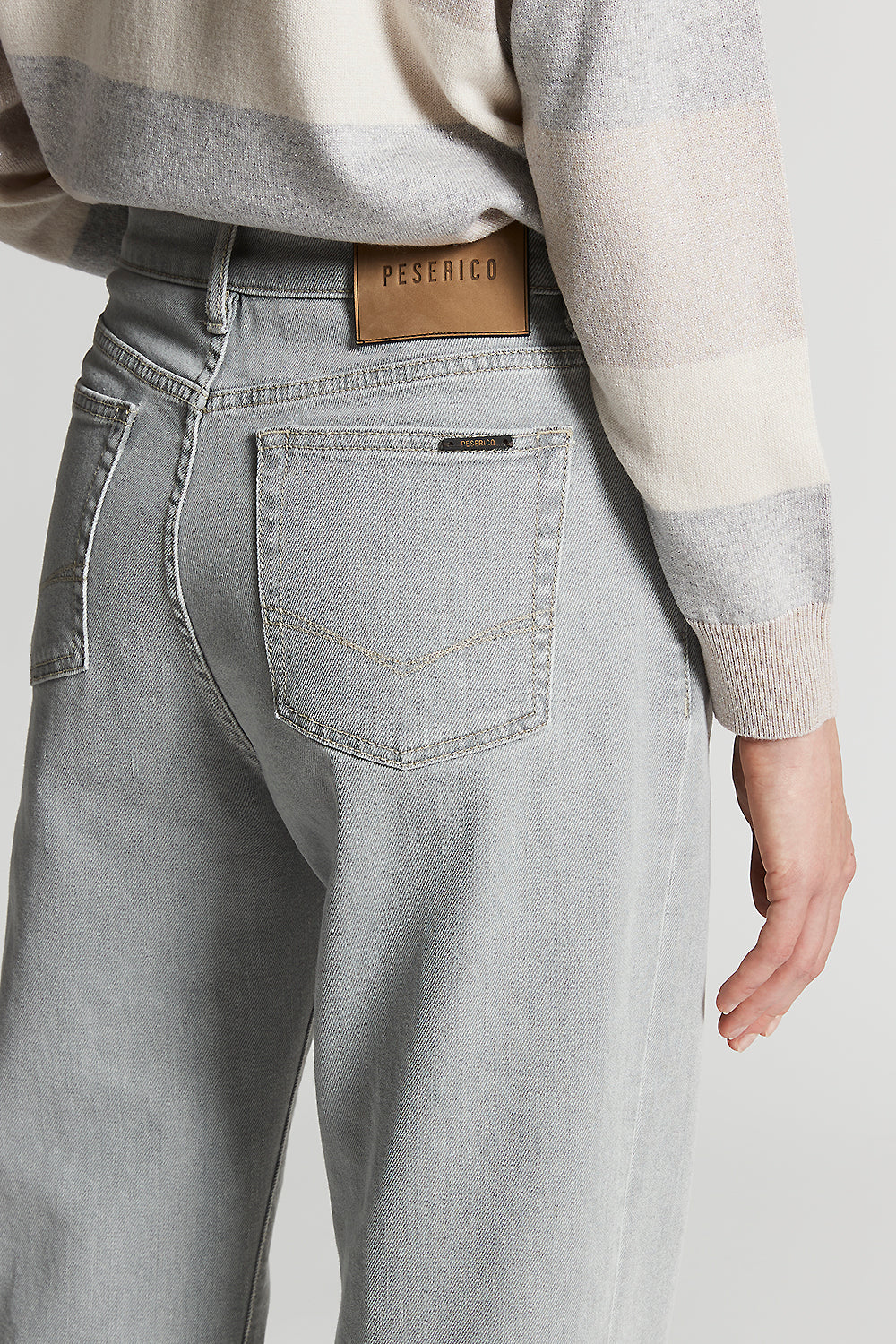 Grey stretch cotton jeans | Peserico