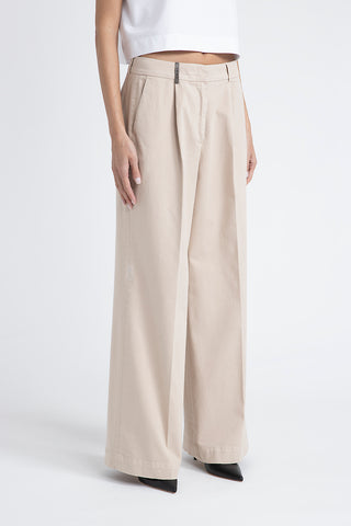 Wide-leg trousers in cotton gabardine  