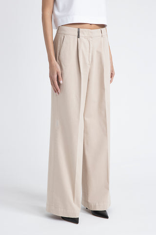 Wide-leg trousers in cotton gabardine  