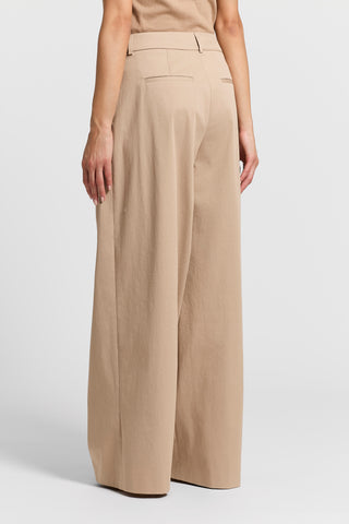 Cotton gabardine palazzo trousers with pleats