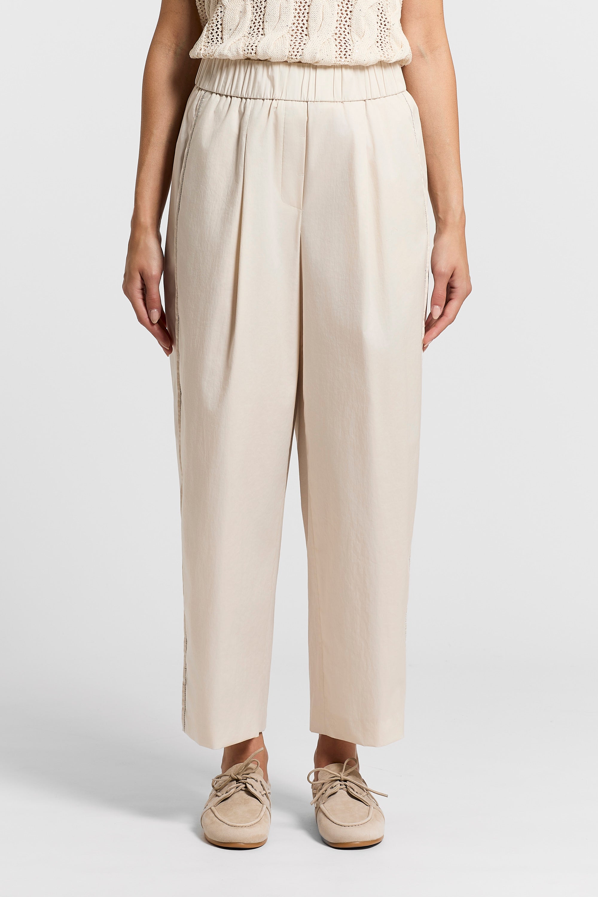 Stretch cotton sateen trousers | Peserico