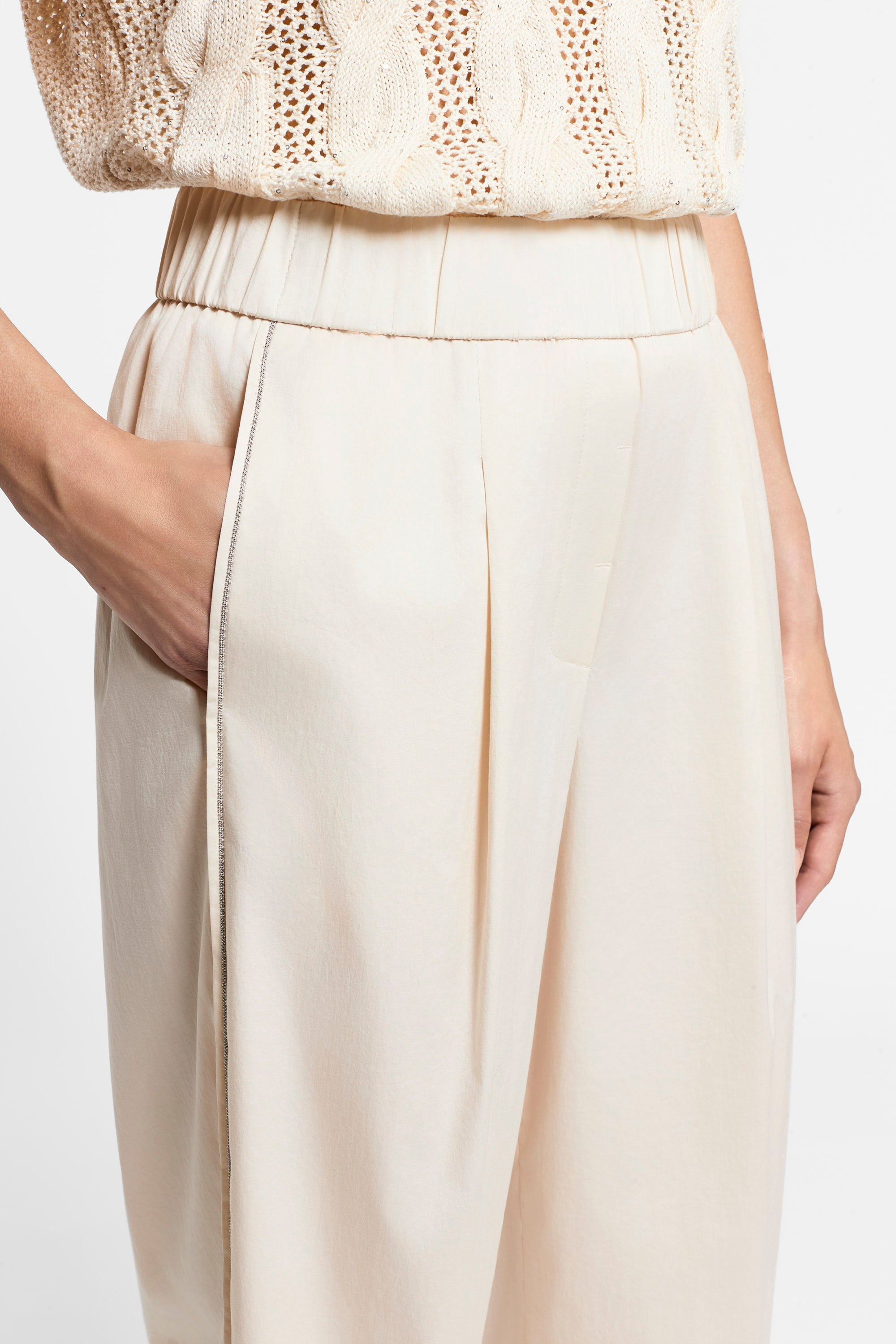 Stretch cotton sateen trousers | Peserico