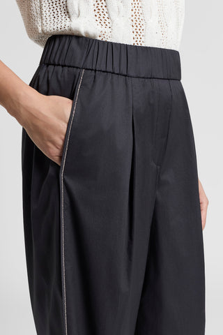 Stretch cotton sateen trousers