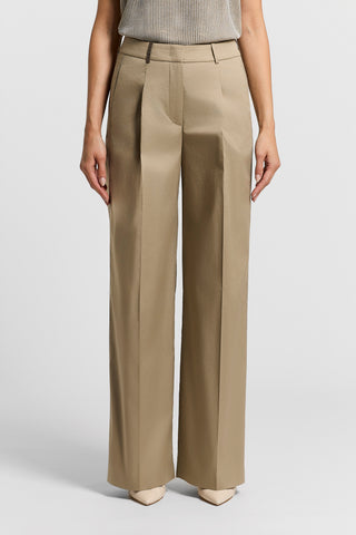 Stretch cotton sateen trousers