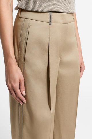 Stretch cotton sateen trousers