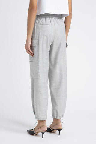 Wool viscose baggy trousers with cargo pockets  