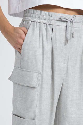 Wool viscose baggy trousers with cargo pockets  