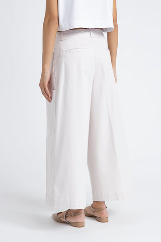 Wide-leg trousers in cotton silk gabardine and tencel  