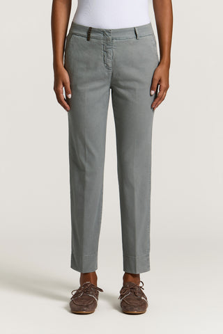 Pantalon cigarette en gabardine de coton