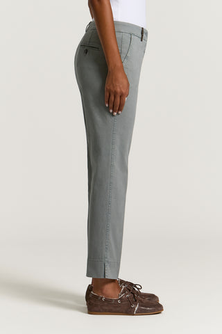Pantalon cigarette en gabardine de coton