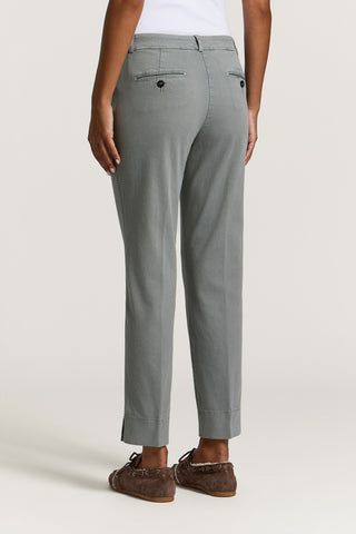 Pantalon cigarette en gabardine de coton