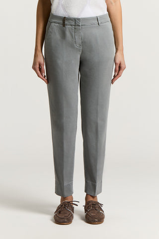Cotton gabardine cigarette trousers