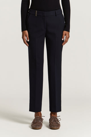 Pantalon cigarette en toile technique compacte