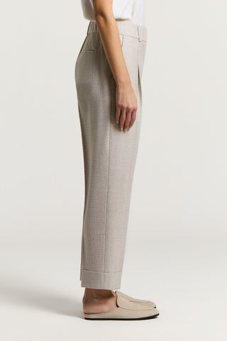 Pantalon en micro pied-de-poule de laine et Lurex
