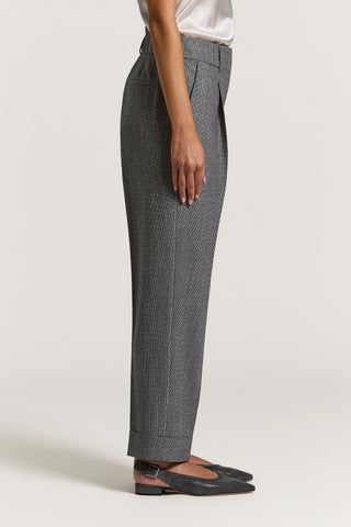 Pantalón de micropata de gallo de lana y lúrex