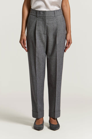 Pantalón de micropata de gallo de lana y lúrex