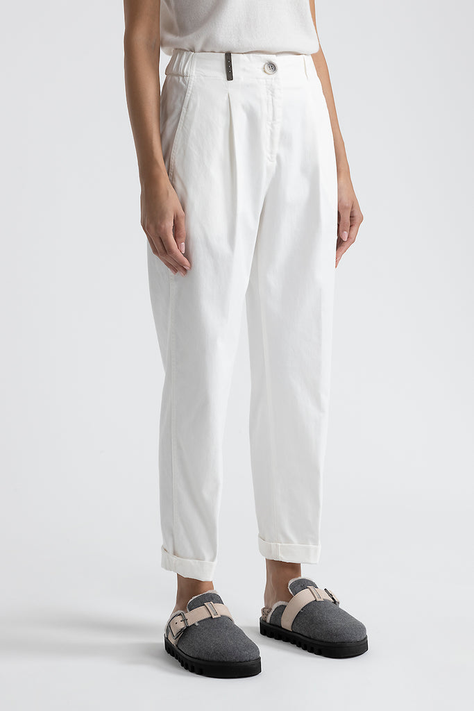 Trousers in cotton silk gabardine and tencel  