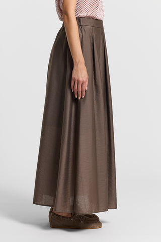 Flared lyocell-blend fabric skirt